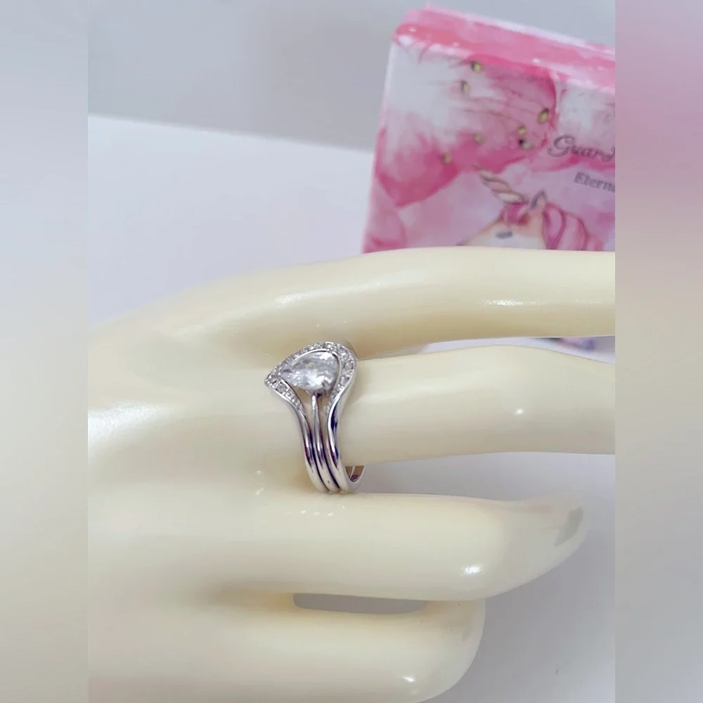 2pcs Elegant Silver Women's Ring 9